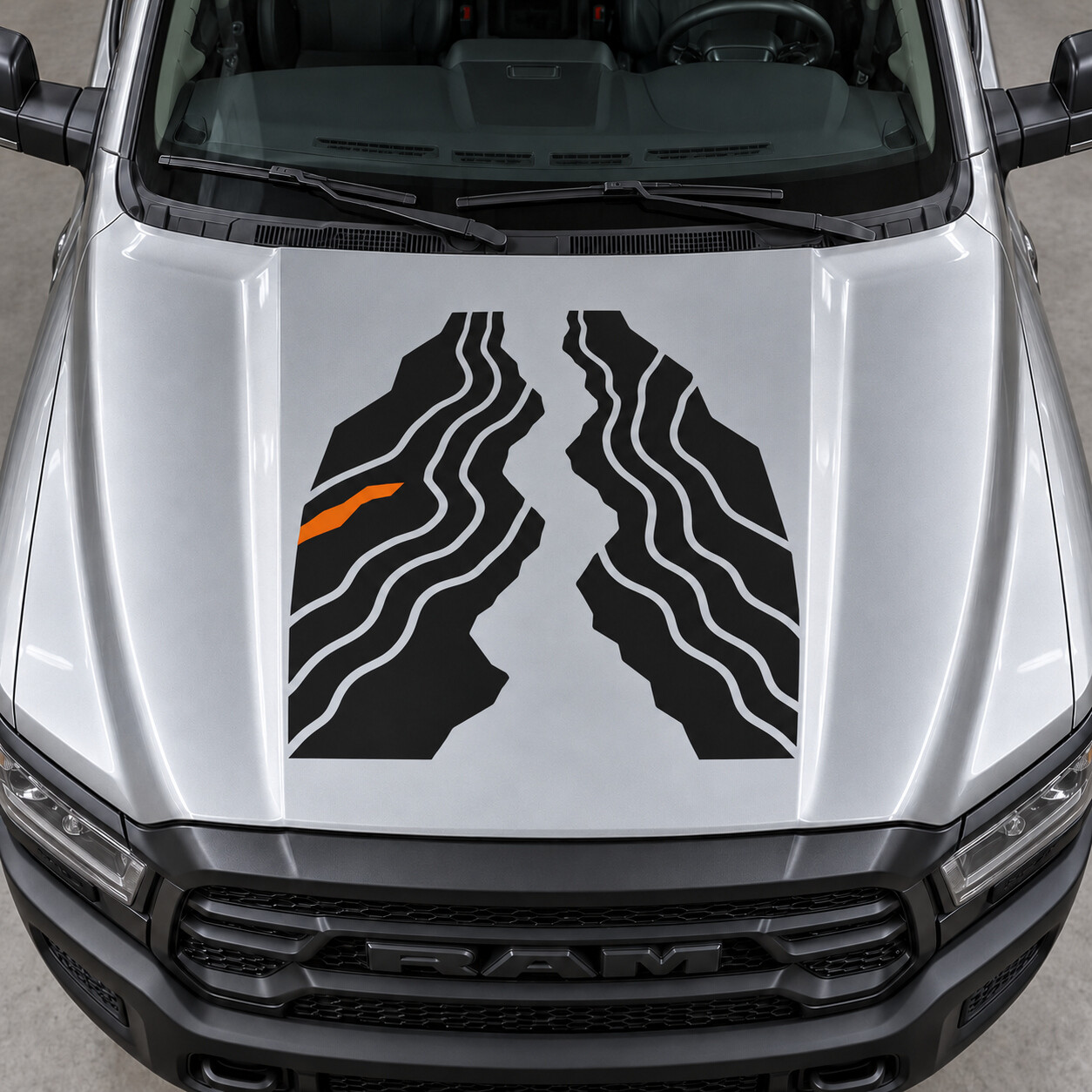 Autocollant vinyle Faultline pour capot Ram 2500 Power Wagon Crew Cab DJ 2019–2024