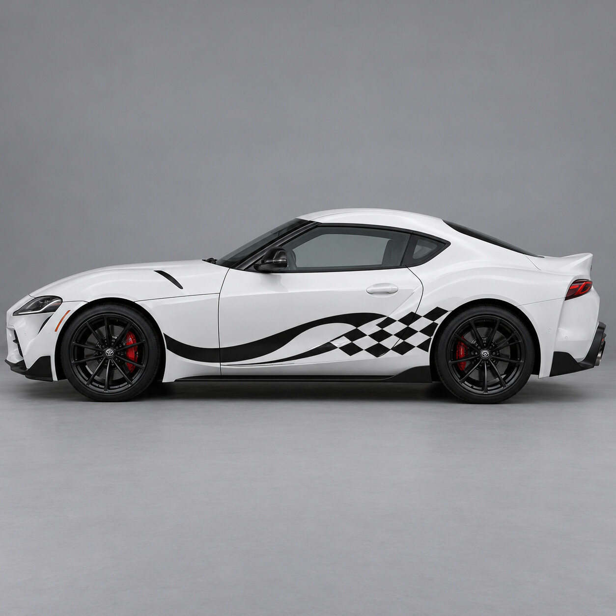 Autocollant Vinyle Latéral à Rayures de Rappel Damier pour Toyota GR Supra 3.0 Premium A90 2020–2026