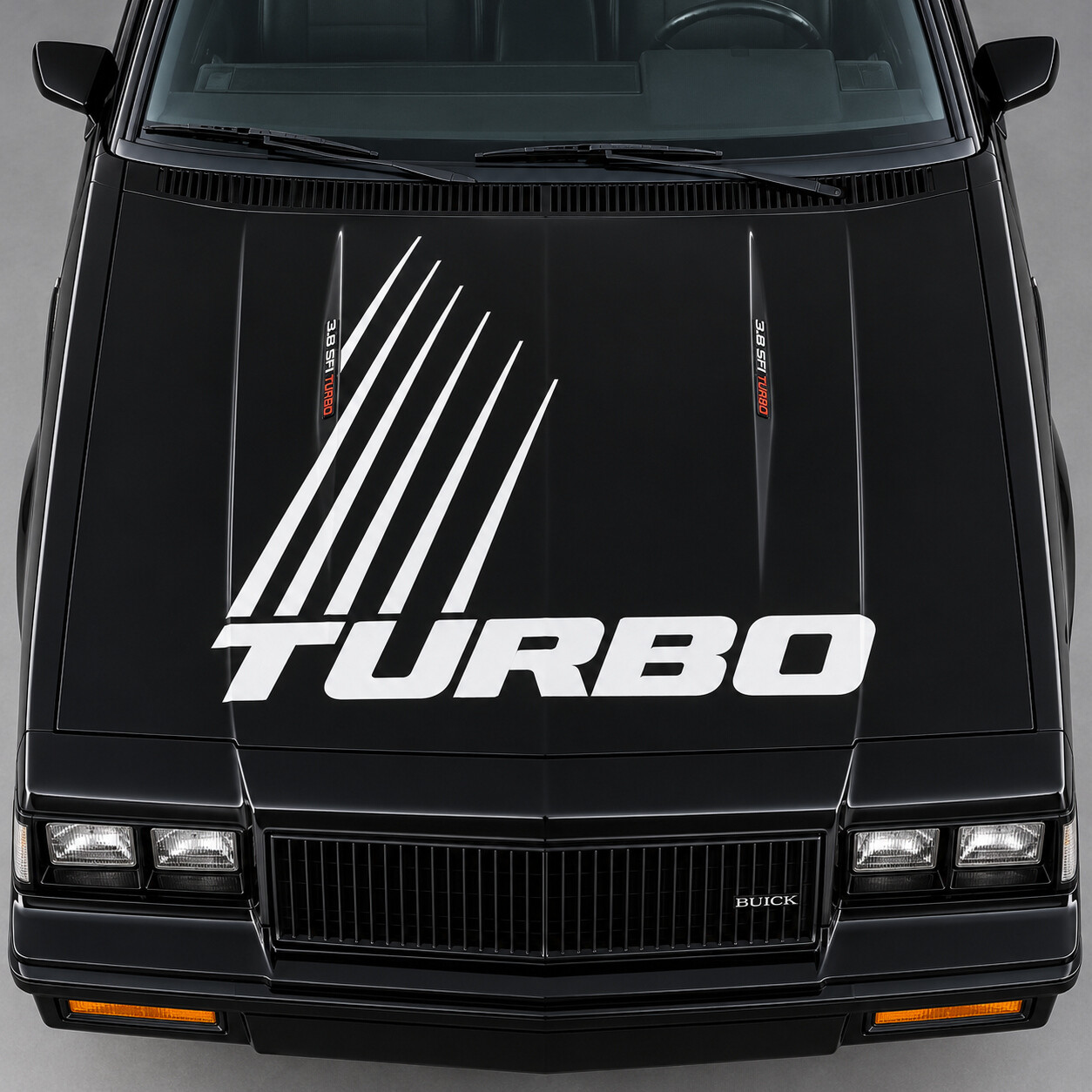 Autocollant vinyle de capot à rayures Turbo Rails pour Buick Regal Grand National G-Body 1984–1987