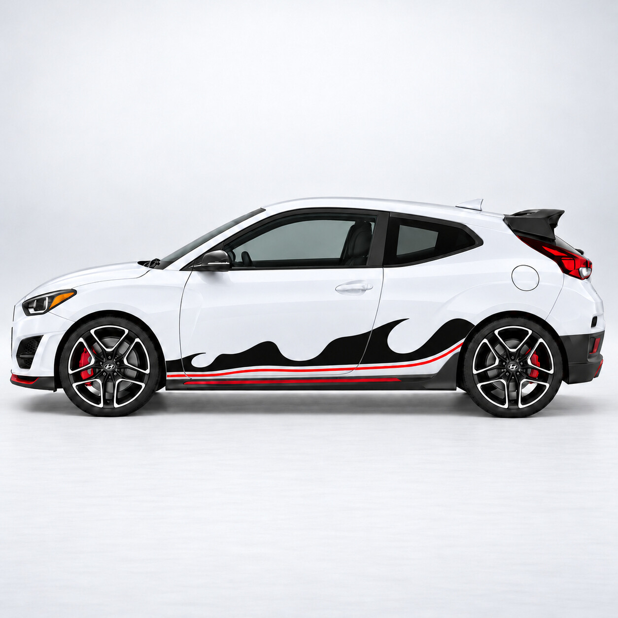 Autocollant vinyle à rayures triples en forme de vague pour porte latérale Hyundai Veloster N JS 2019–2022