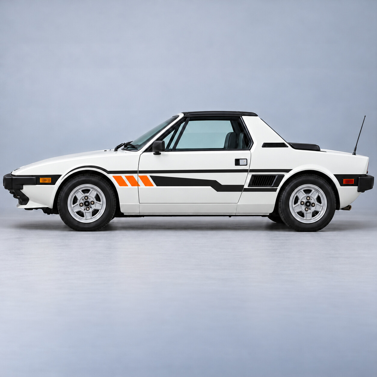 Autocollant vinyle rayures de courroie fourchue porte latérale pour Bertone X1/9 1500 Targa nord-américaine 1985