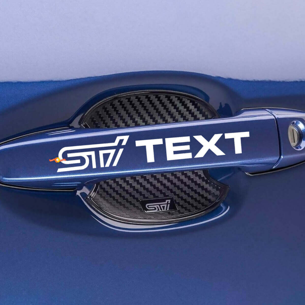 Jeu d'autocollants vinyles avec texte personnalisé Poignée de porte style STI pour Subaru