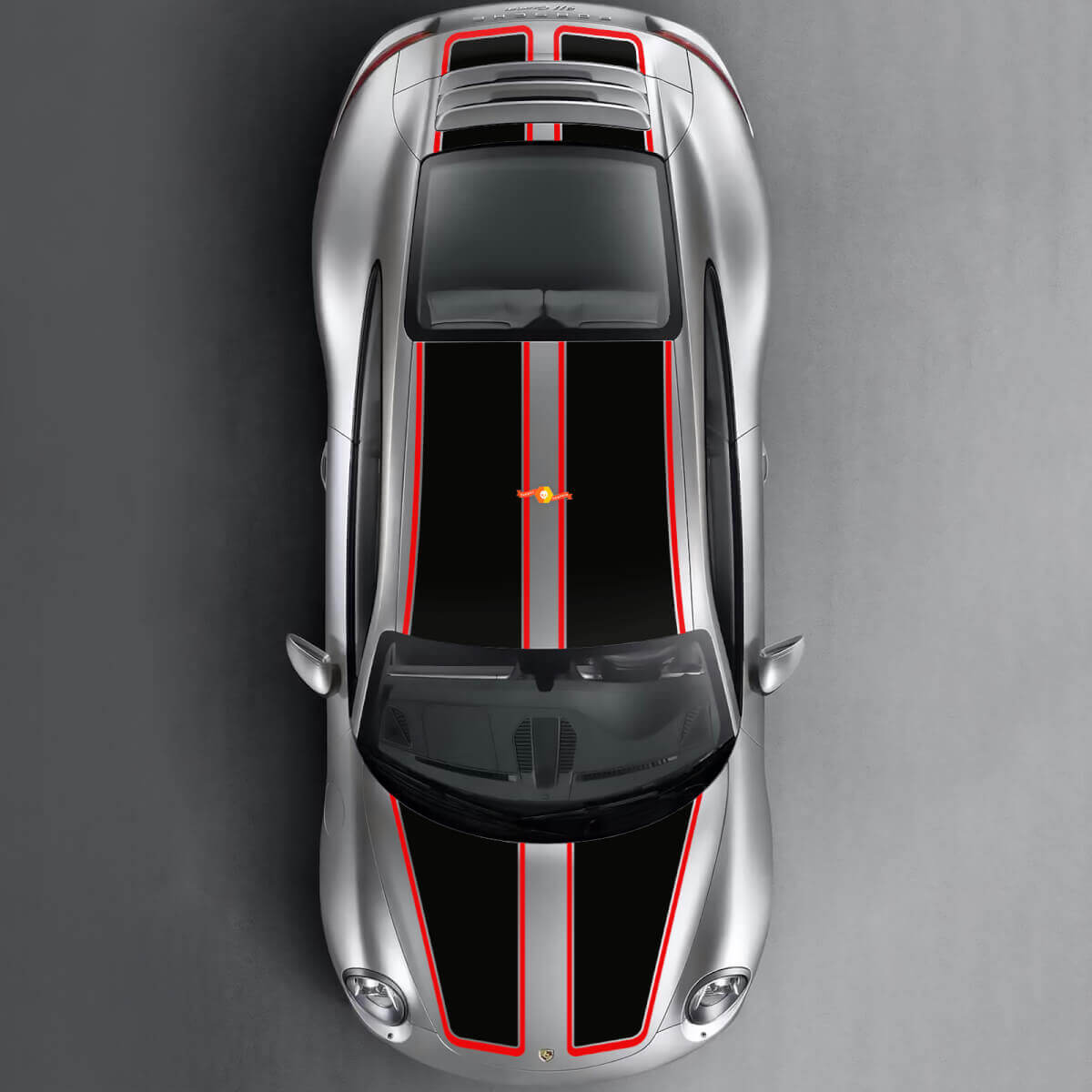 Double rayures de tronc de toit de hotte de course pour modèles Porsche 911
