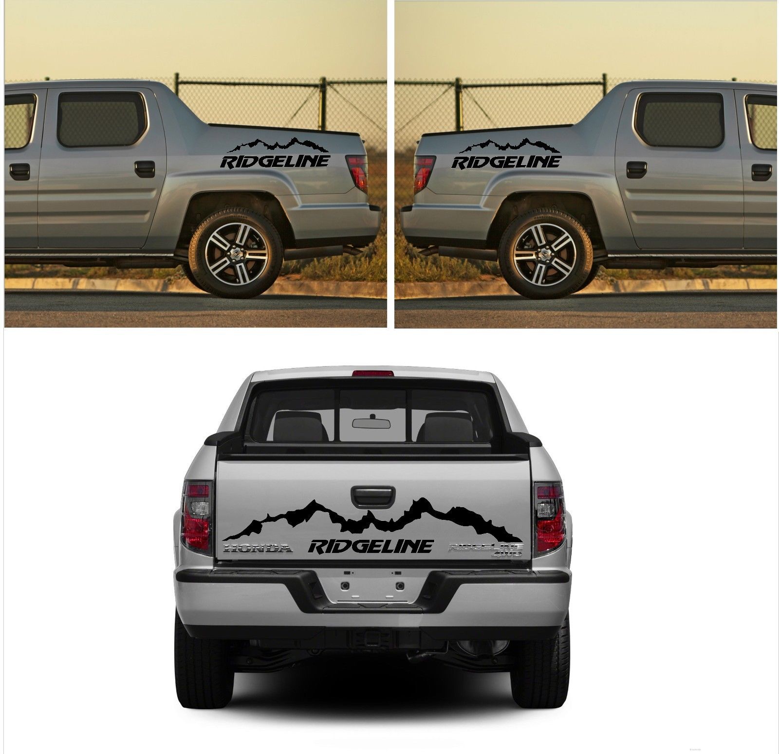 Autocollant en vinyle style montagnes Ridgeline pour benne de camion Honda Ridgeline