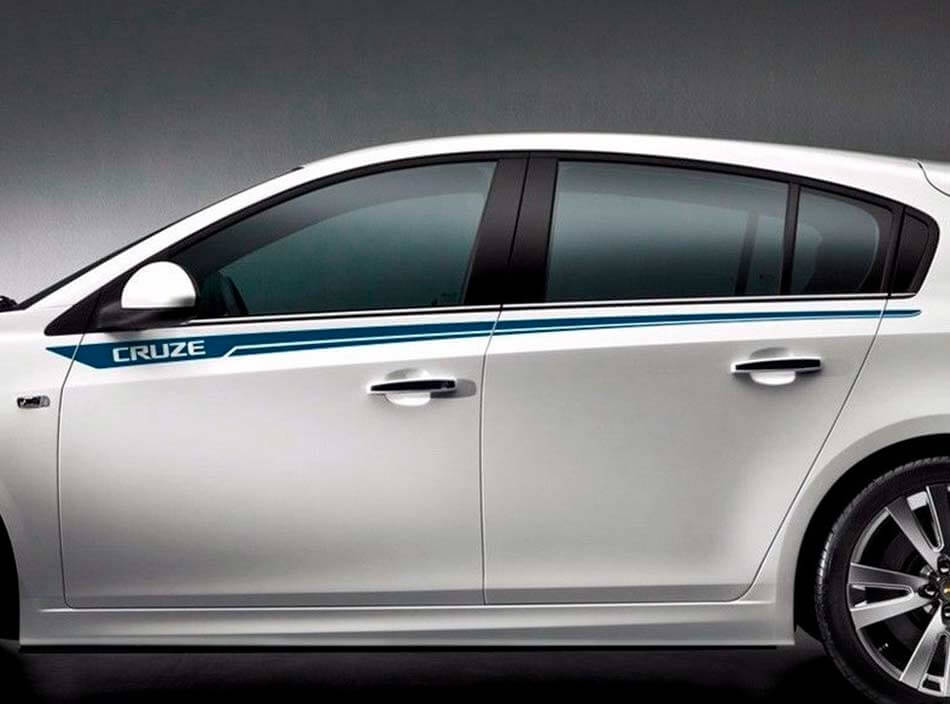 Ensemble d'autocollants en vinyle pour portes latérales à liseré pour Chevrolet Cruze
