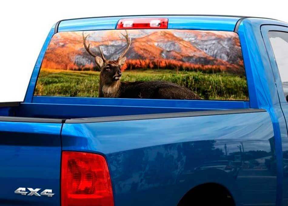 Cerf montagnes nature arrière fenêtre autocollant autocollant camionnette SUV voiture