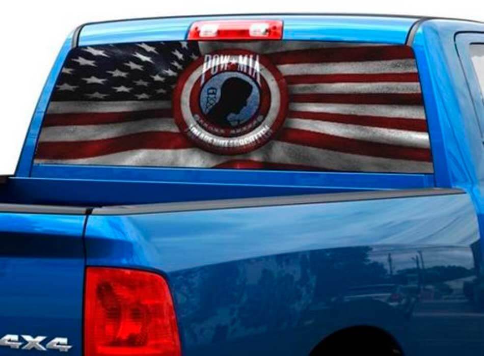 Autocollant pour fenêtre arrière drapeau américain Pow Mia Not Forgotten pour camion SUV