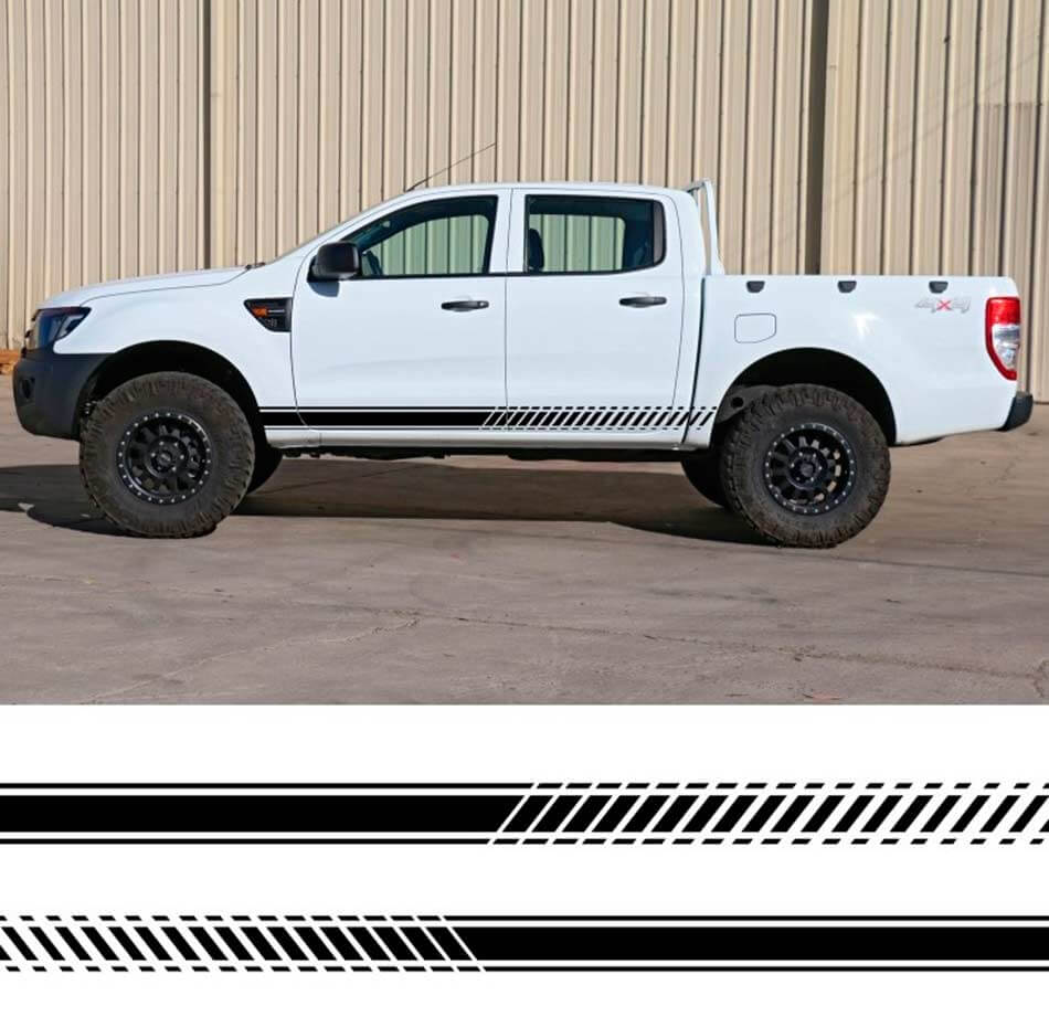 Autocollant en vinyle graphique à rayures latérales dégradées 2 PC pour autocollant Ford ranger 2012 - 2020