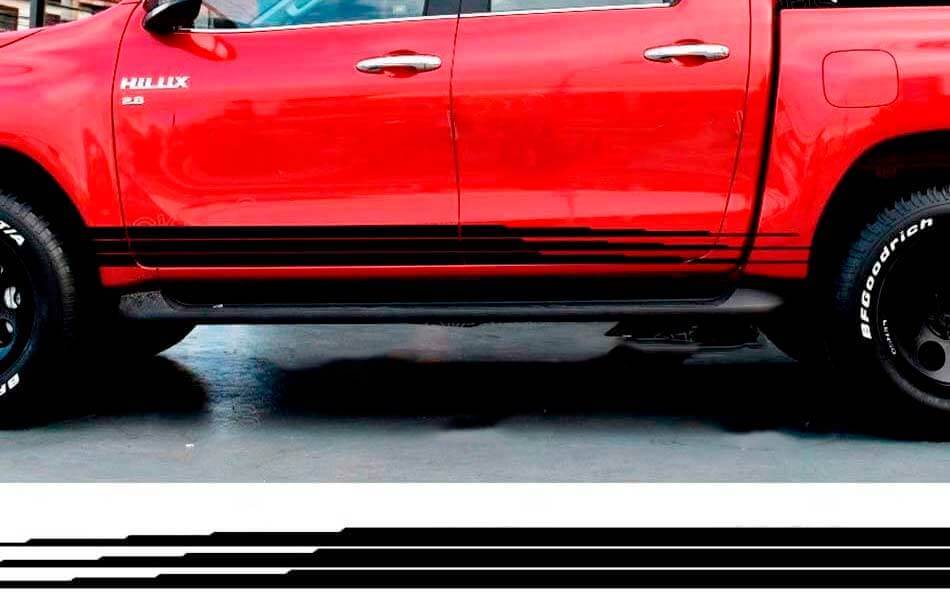 Kit de décalcomanies en vinyle à rayures latérales triple dégradé pour Toyota Hilux