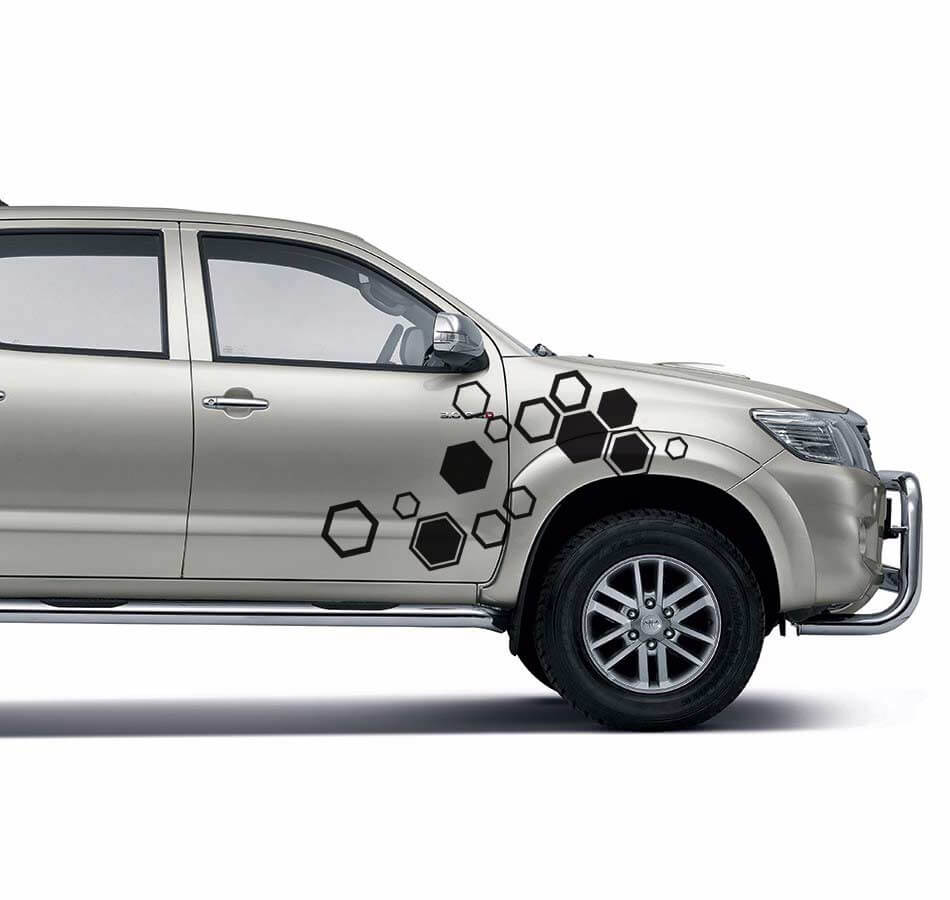 Kit d'autocollants latéraux en vinyle style hexagonal pour Toyota Hilux Vigo 2011