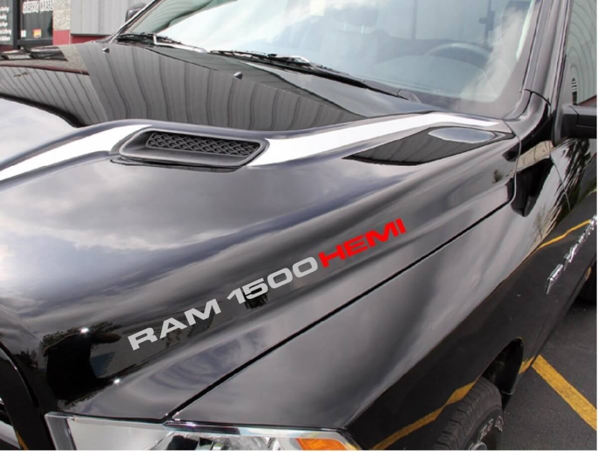 Kit de décalcomanies en vinyle pour capot avec lettrage style Hemi pour Dodge Ram 1500