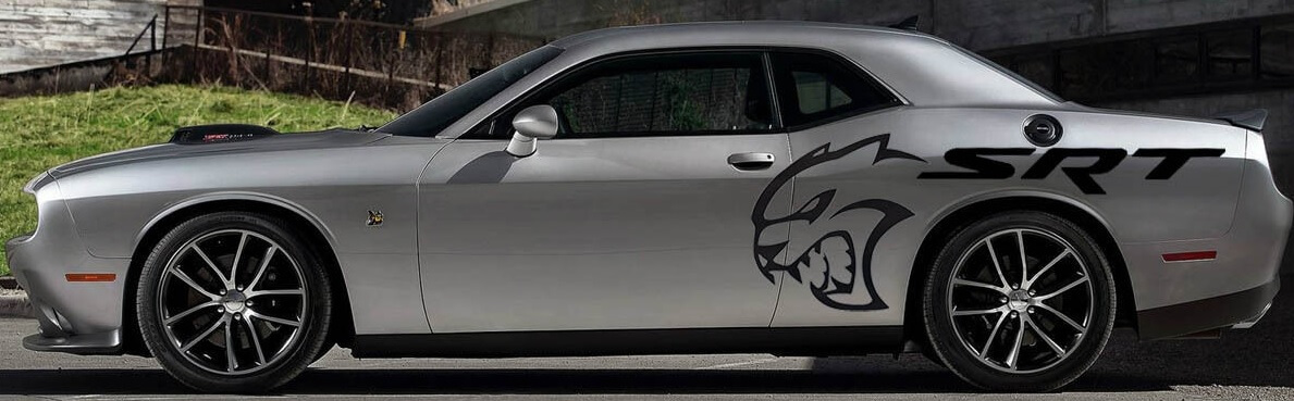 Set d’autocollants vinyle latéraux arrière SRT Hellcat pour Dodge Challenger
