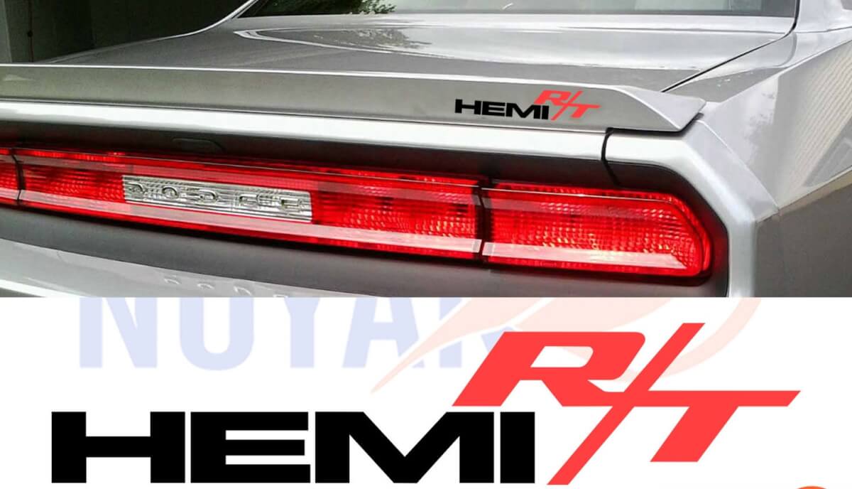 Ensemble d'autocollants vinyles latéraux style emblème HEMI R/T pour Dodge Challenger