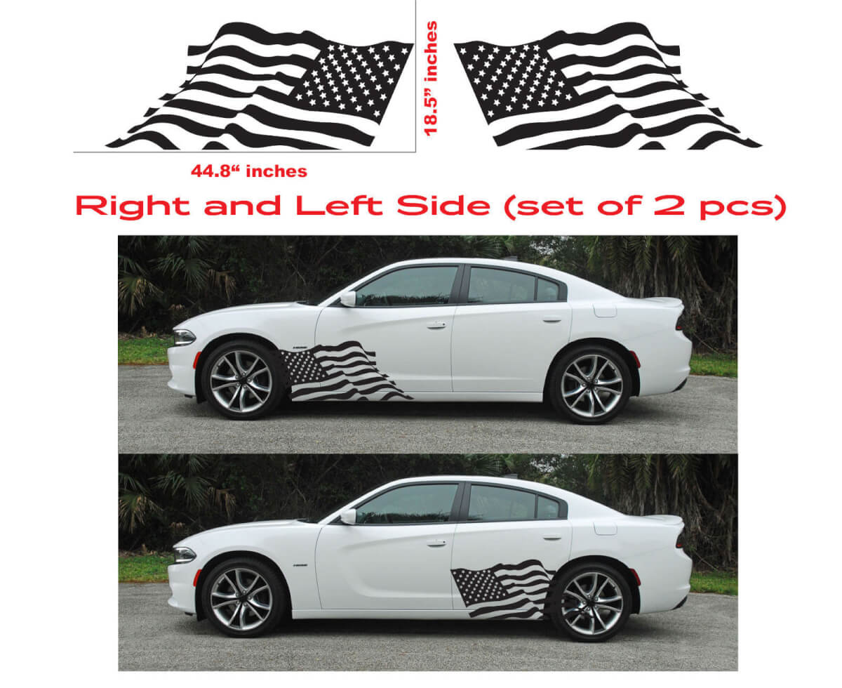 Ensemble d'autocollants vinyle de drapeau américain pour porte latérale Dodge Charger