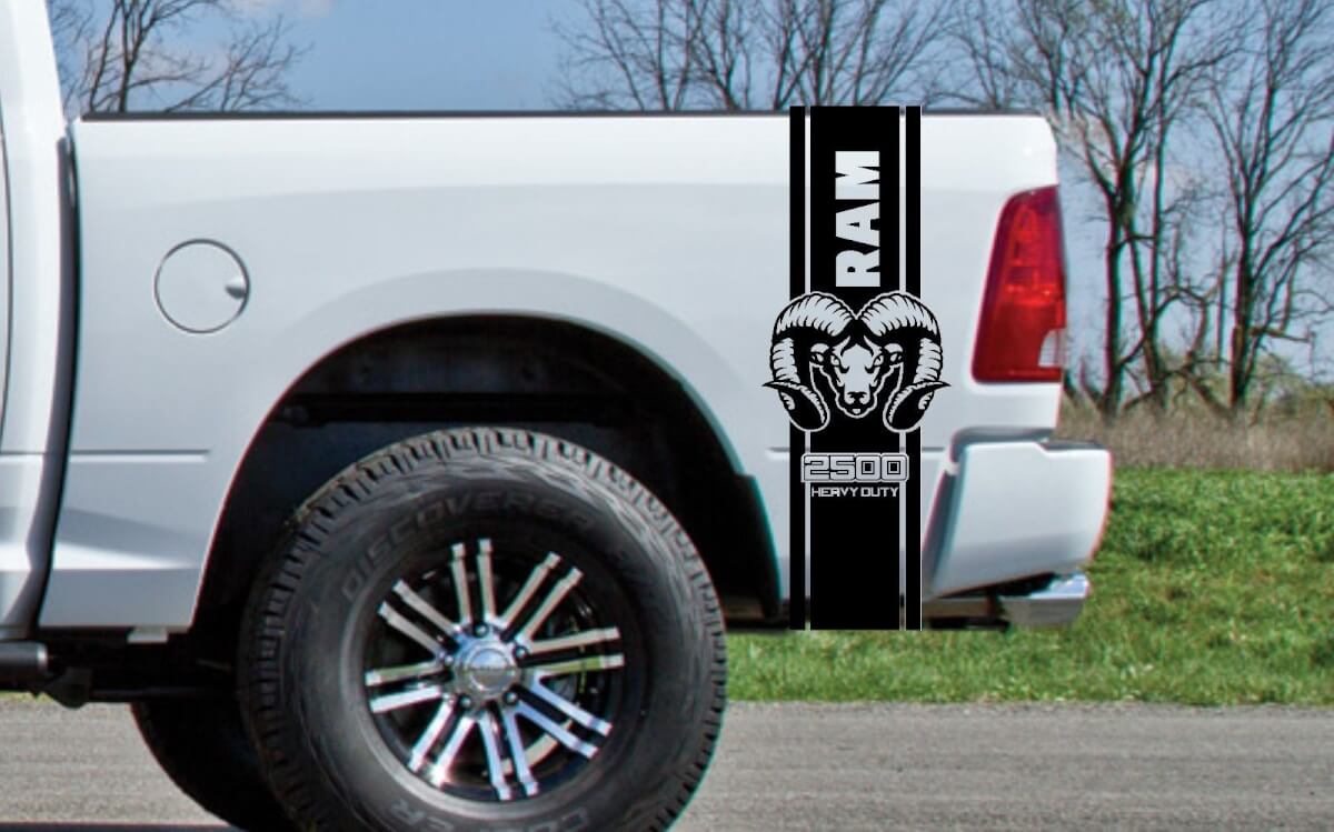 2X DODGE BED FENDER DECALS RAM HEMI 3500 HEAVY DUTY vinyle corps autocollants