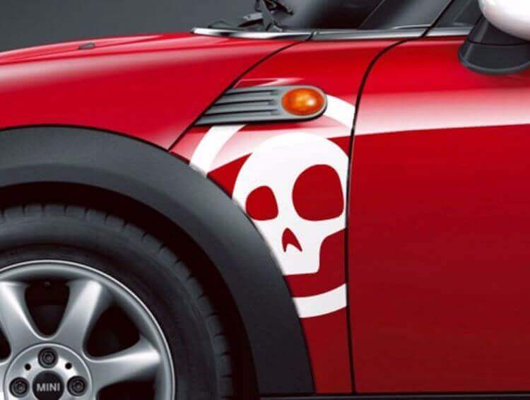Ensemble d'autocollants en vinyle crâne pour panneau A Mini Cooper R55 R56 R57 R58 R59