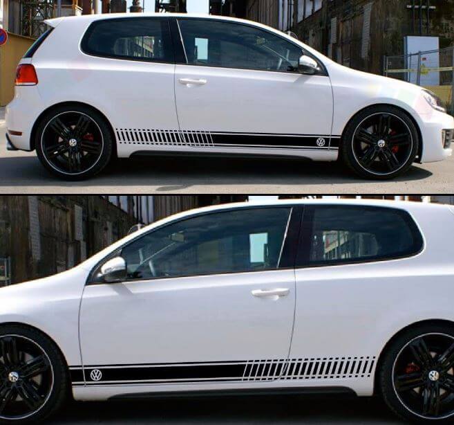 Autocollants pour Volkswagen VW Golf Stripes Graphics Door Trim Kit mk1-mk7 gti