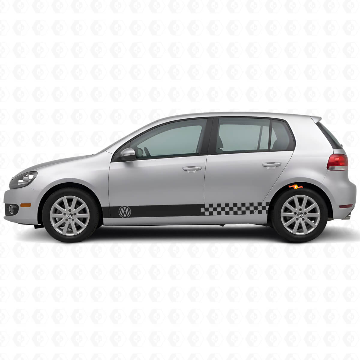 Kit d'autocollants en vinyle à rayures latérales à damier pour Volkswagen Golf Mk4-Mk7 GTI R32
