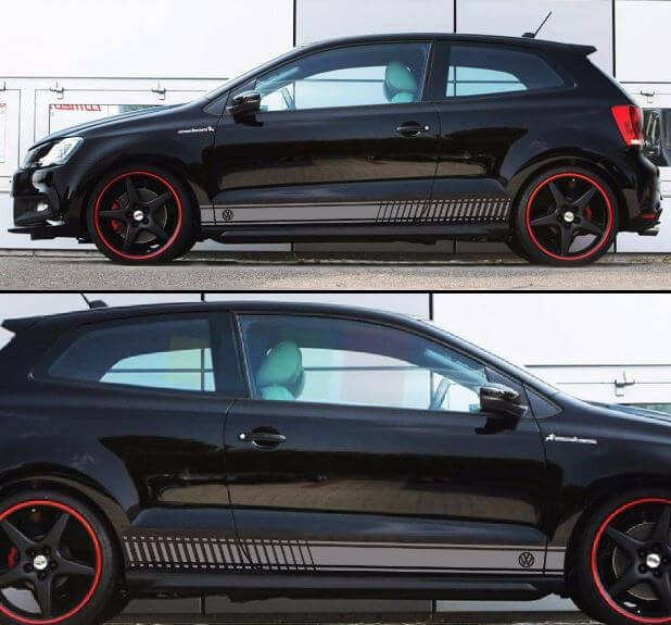 Autocollant autocollant Racing Stripes Kit pour Volkswagen VW Polo R Fender Bumper Panel gt