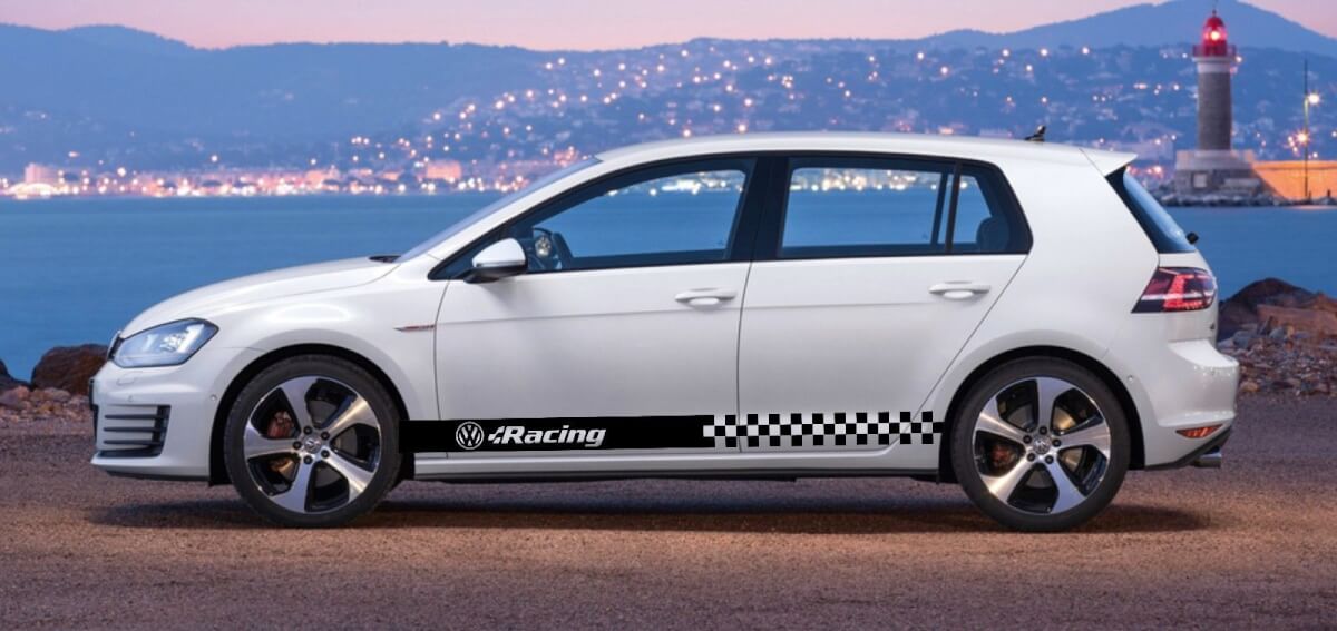 2X volkswagen racing jupe vinyle corps autocollant autocollant golf 1 2 3 4 gti polo