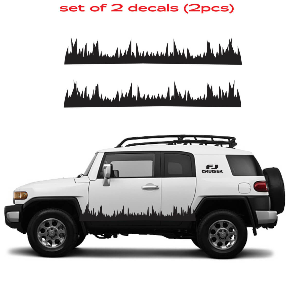 Jeu d'autocollants en vinyle silhouette d'herbe pour porte latérale Toyota FJ Cruiser