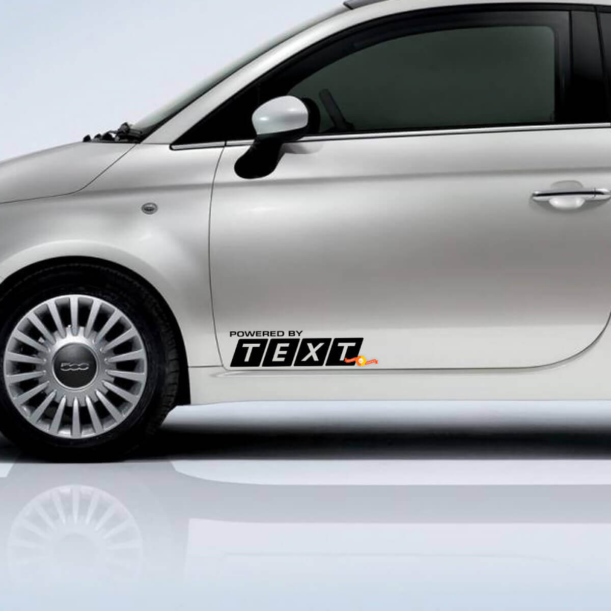 Propulsé par Autocollant en vinyle texte personnalisé Écusson logo graphique pour Fiat 500 Abarth