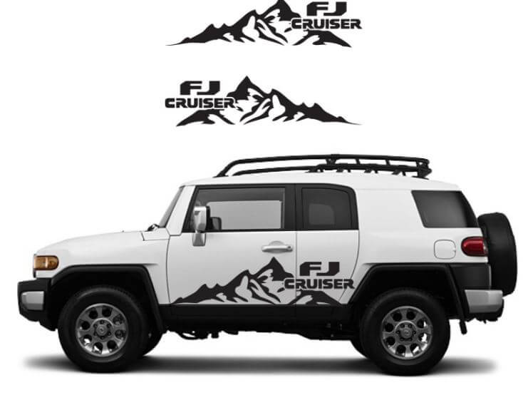 Grand Autocollant Vinyle Porte Montagne pour Toyota FJ Cruiser