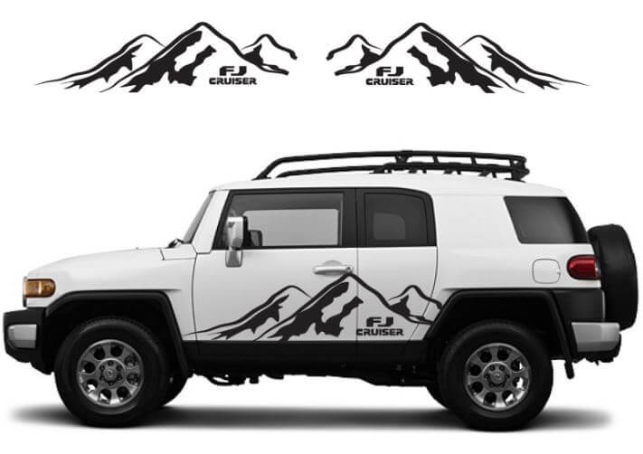 Set de vinyles autocollants de porte "Chaîne de montagnes" pour Toyota FJ Cruiser