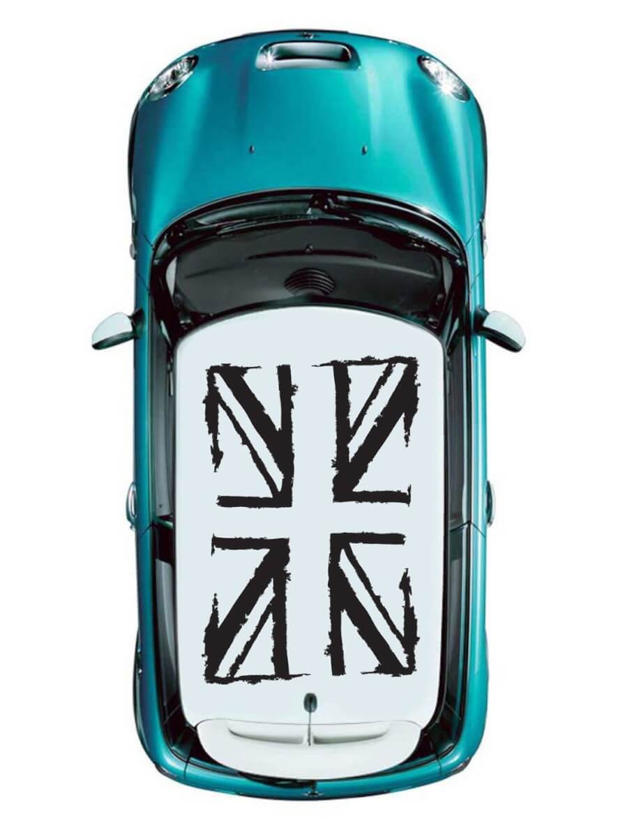 Ensemble d'autocollants en vinyle style grunge avec drapeau britannique pour toit MINI Cooper