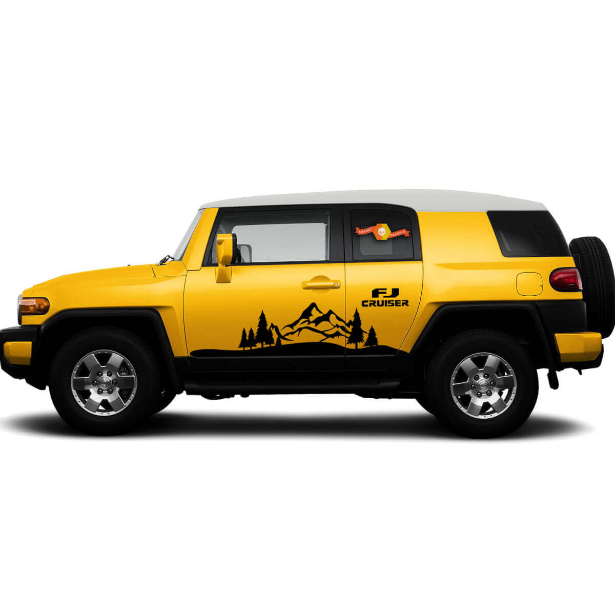 Kit d’autocollants vinyle de porte latérale Montagne & Arbres pour Toyota FJ Cruiser