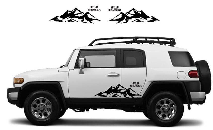 Kit d’autocollants vinyle pour porte latérale avec motif chaîne de montagnes pour Toyota FJ Cruiser