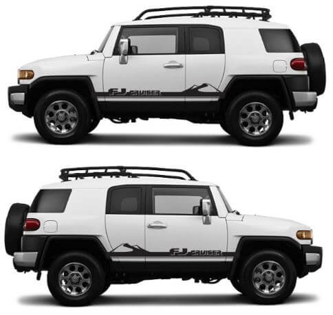 Autocollant Vinyle Style Montagnes pour Portes latérales Set pour Toyota FJ Cruiser