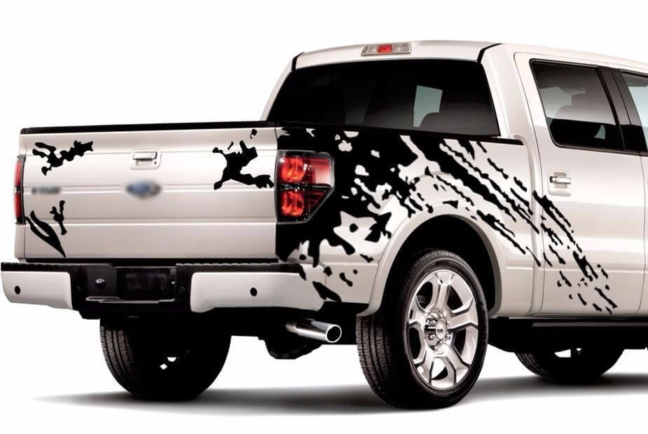 Jeu d'autocollants en vinyle éclaboussures de boue pour les côtés de benne de pick-up
