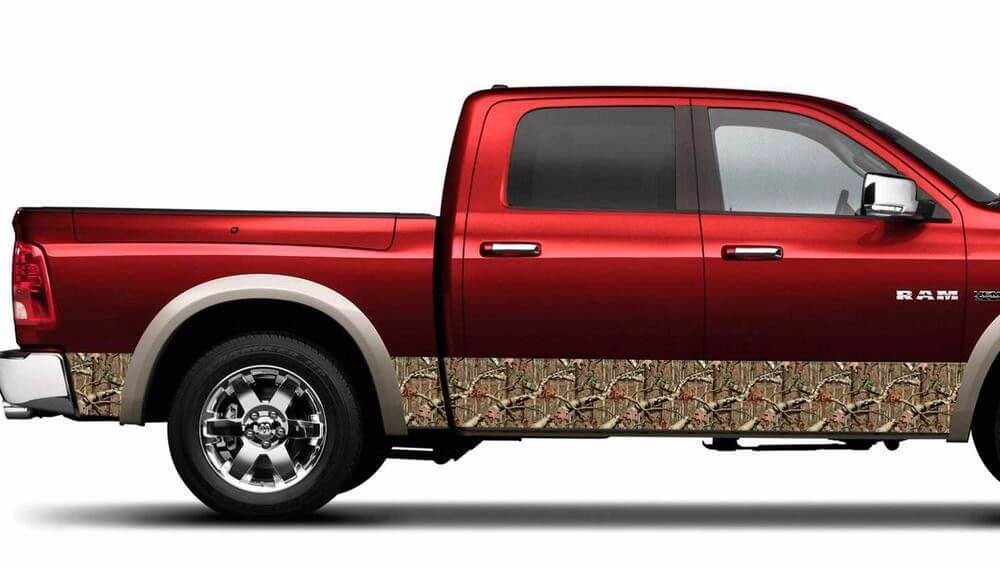 Autocollant Vinyle de Bas de Caisse à Rayures Camouflage pour Dodge Ram 1500
