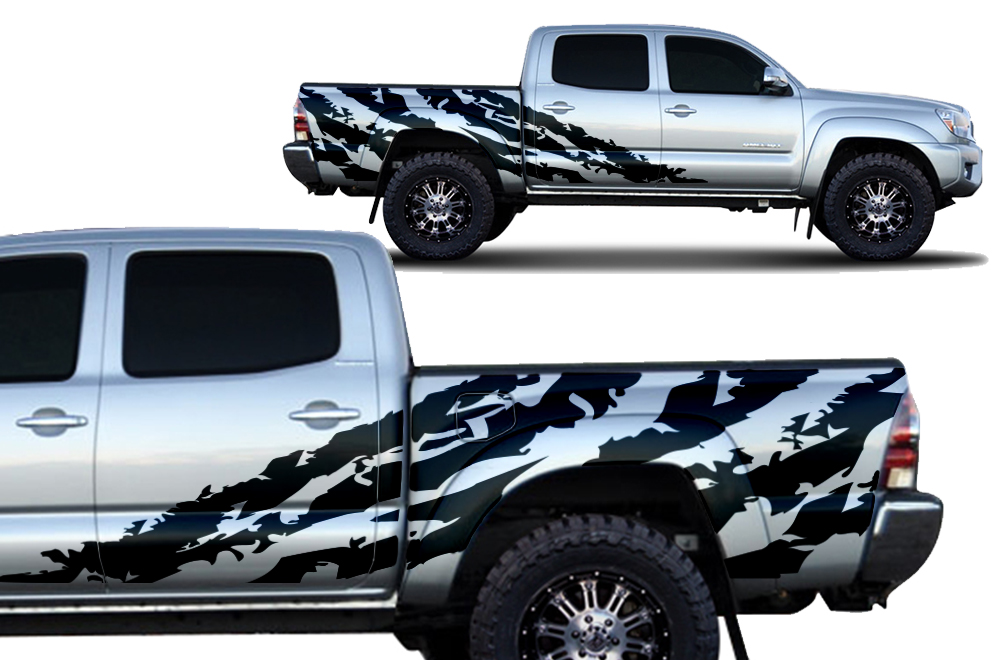 Toyota Tacoma 2005-2018 Lit court personnalisé demi-côté autocollant autocollant camion Wrap - SHRED
