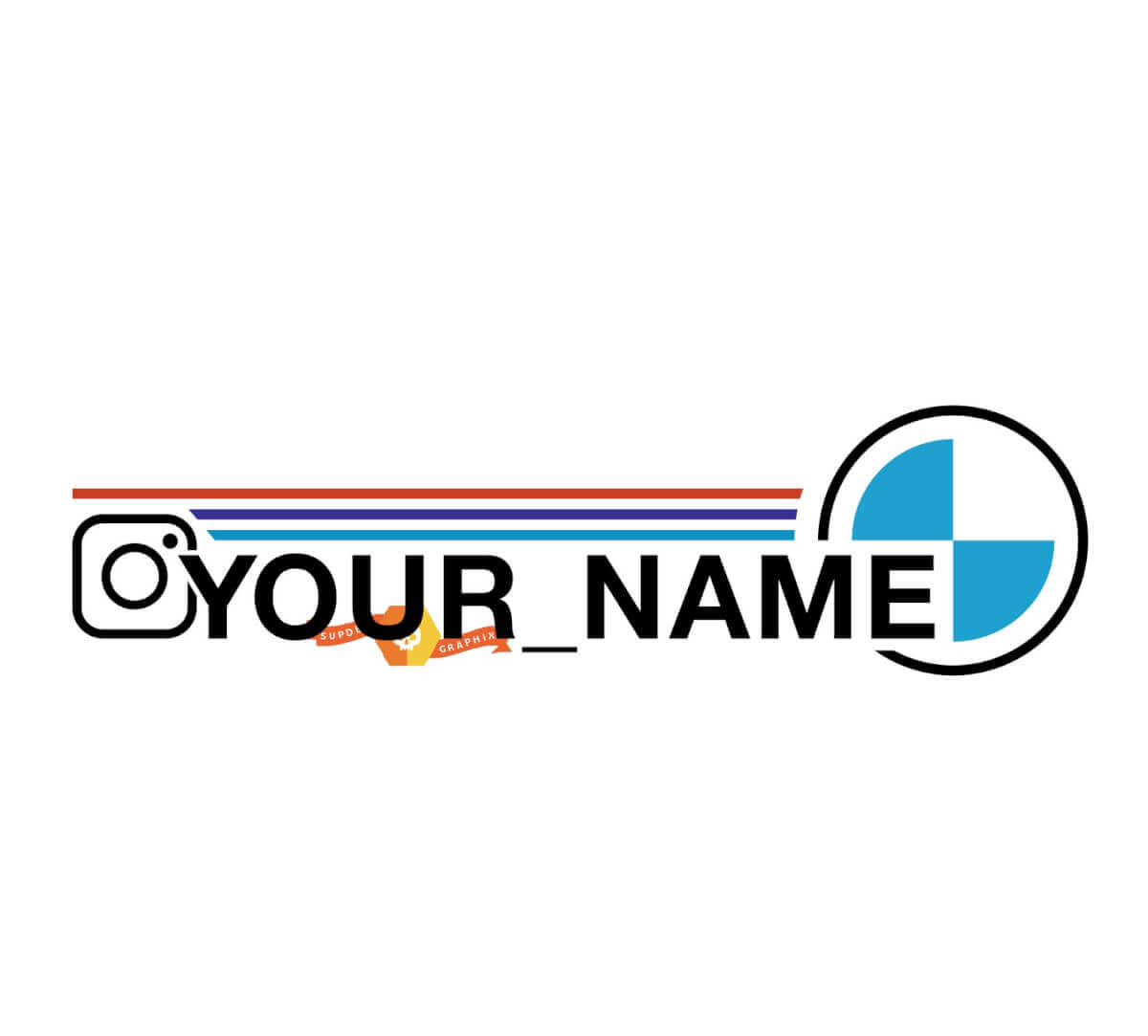 Set d'autocollants en vinyle style BMW pour nom d'utilisateur Instagram personnalisé