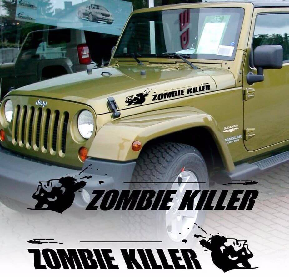 ZOMBIE KILLER autocollant de décalque de vinyle de capot de balle volante (convient au wrangler rubicon)