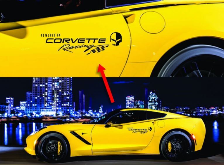 Autocollants en vinyle style courses Corvette pour portes, paire, pour Chevrolet Corvette