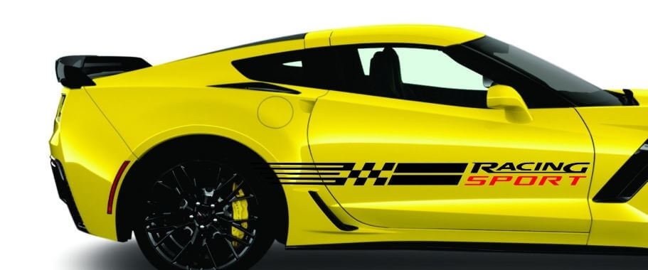 Ensemble d'autocollants vinyle bande latérale sport de course pour Chevy Corvette