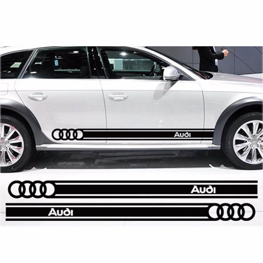 Set d'autocollants vinyle bandes latérales de marque pour voitures Audi