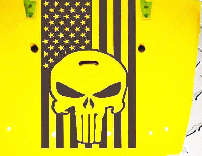 Autocollant en vinyle Capuche Crâne Punisher Drapeau Américain pour Jeep Wrangler