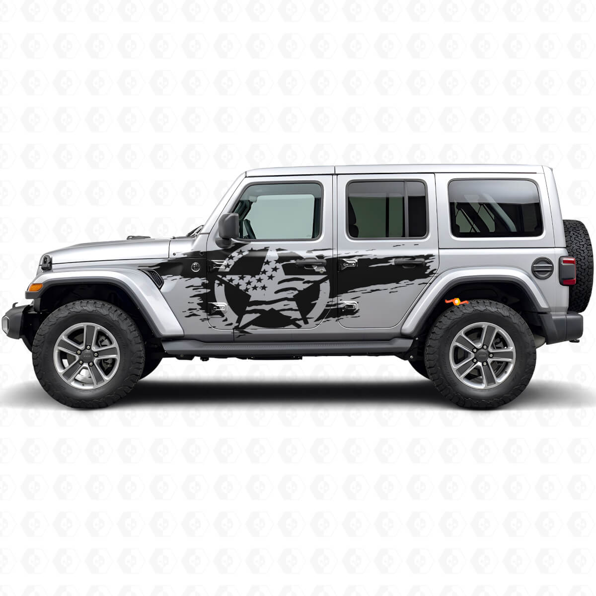 Kit d'autocollants vinyle côté étoile drapeau USA usé pour Jeep Wrangler