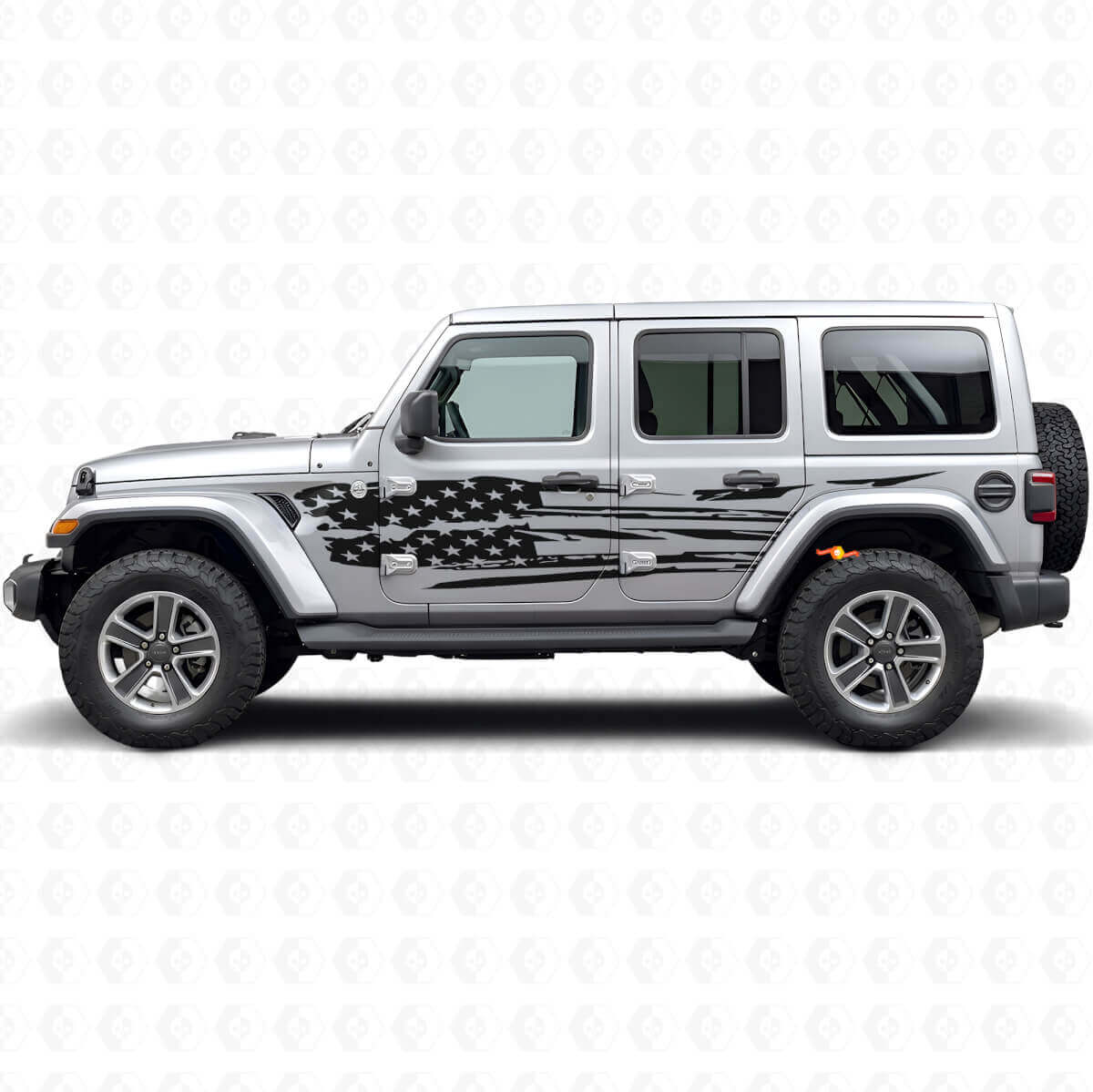 Ensemble d’autocollants latéraux en vinyle drapeau américain vieilli pour Jeep Wrangler
