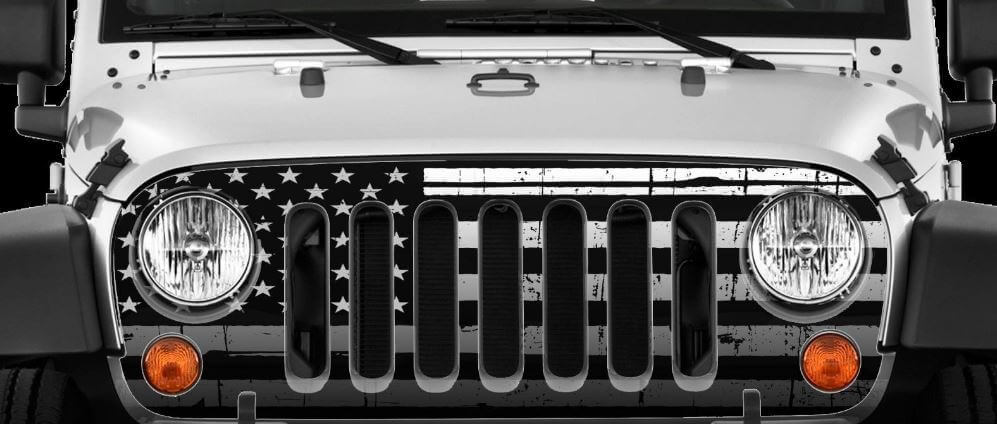 Autocollant de calandre avant drapeau américain usé pour Jeep Wrangler JK 2007-2018