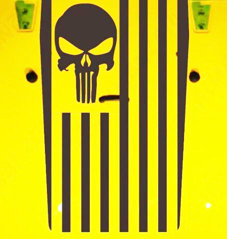 Jeep Wrangler Blackout The Punisher Flag Vinyl Hood Autocollant Autocollant TJ LJ JK JKU
