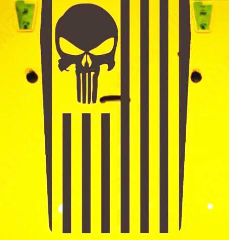 Déco en vinyle capot style drapeau USA tête de mort Punisher pour Jeep Wrangler