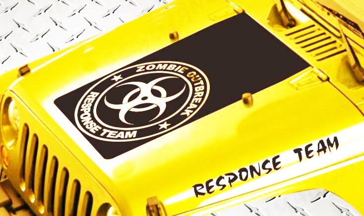 Kit d'autocollants en vinyle pour capot Équipe de réponse à une épidémie de zombies pour Jeep Wrangler