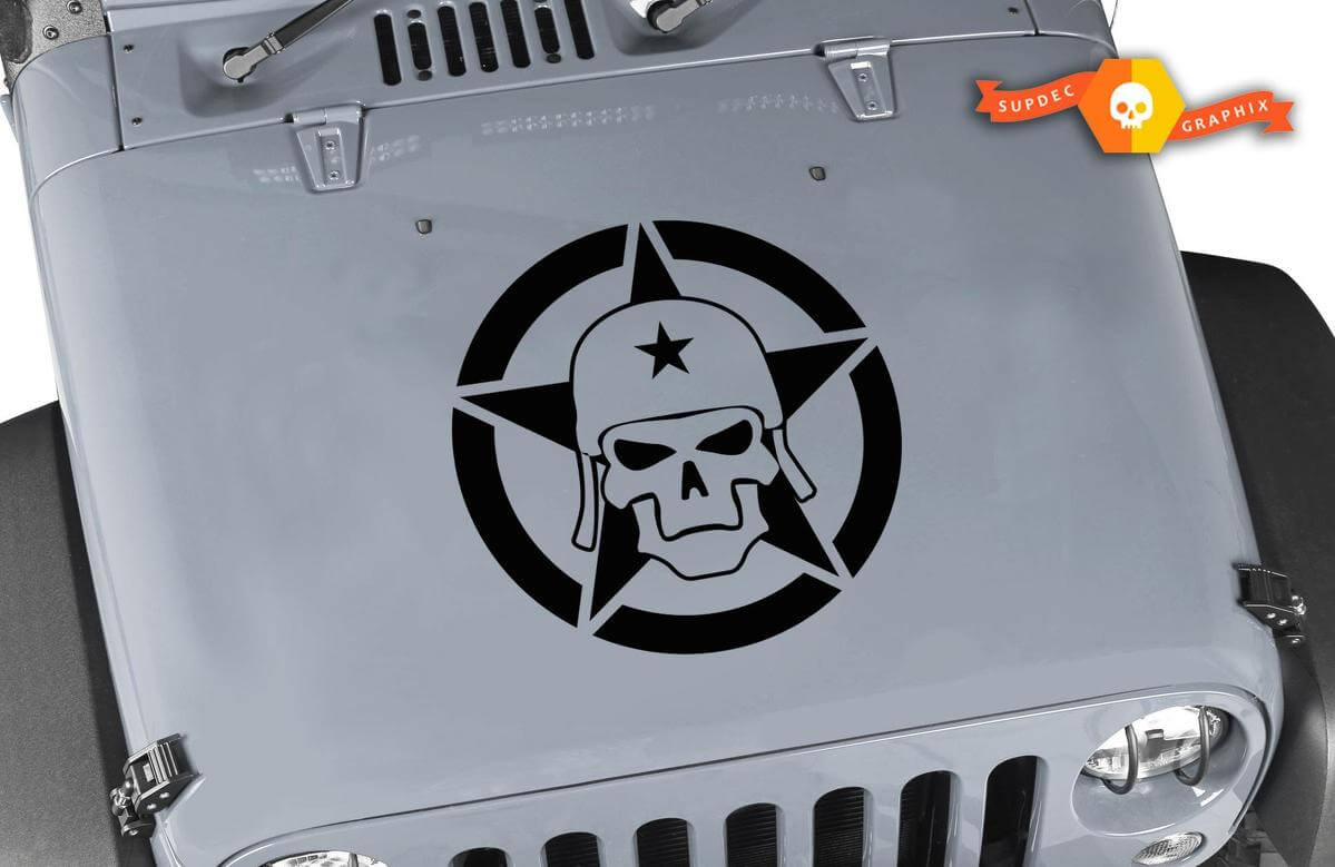 Autocollant en vinyle Tête de Mort Militaire Étoile de l'Armée pour Jeep Wrangler