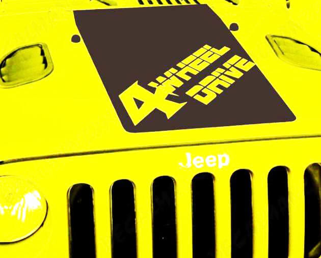 Autocollant en vinyle noir pour capot 4 roues motrices Jeep Wrangler