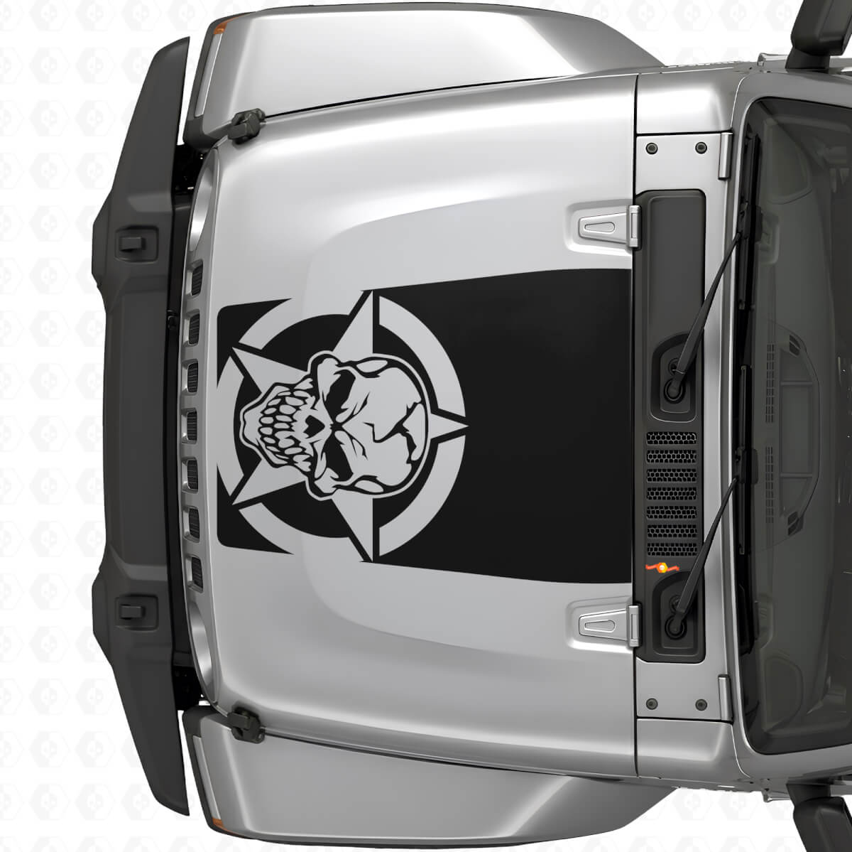 Autocollant vinyle Capot Skull Étoile Militaire pour Jeep Wrangler JK JKU TJ LJ